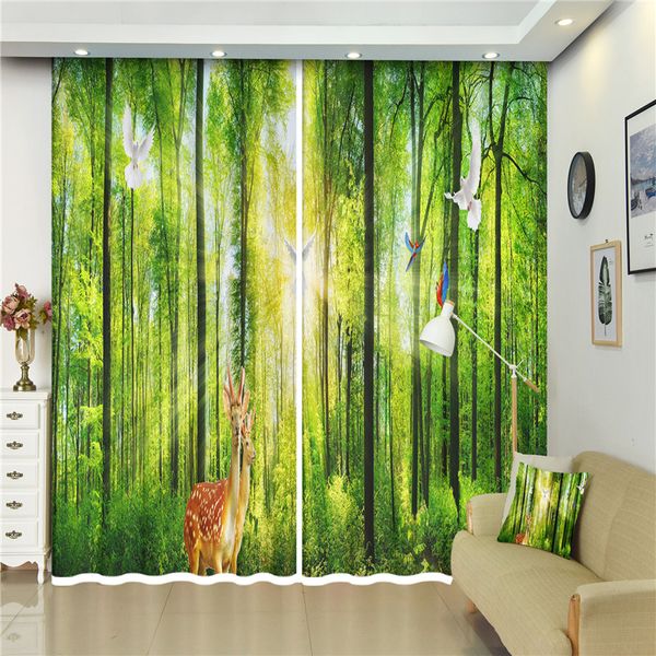 

fashion customized 3d curtain green forest fawn p blackout window drapes luxury 3d curtains for living room bed room office