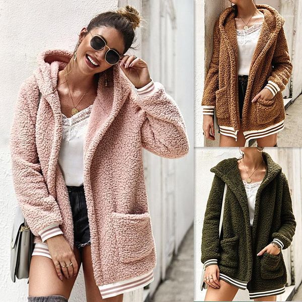 

long sleeved coats women autumn pockets designer jacket solid hooded, Black;brown