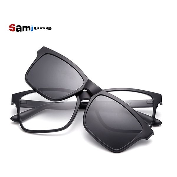 

sunglasses samjune clip on glasses square lens men women mirror sun night vision driving for, White;black