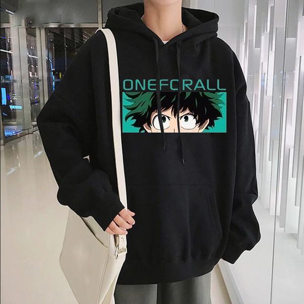 

janpanese anime my hero academia cartoon hoodies men boku no hero academia warm sweatshirt graphic cool streetwear women hoodies, Black