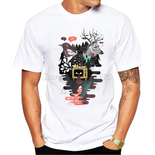 

new arrivals 2019 men's fashion abstract animals printed t shirt cool summer casual tee