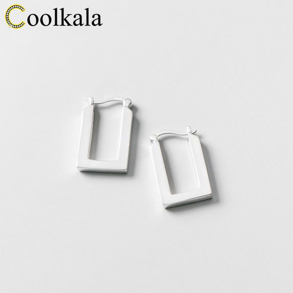 

coolkala silver buckle women's fashion temperament lady rectangular simple personality ear accessories, Golden;silver