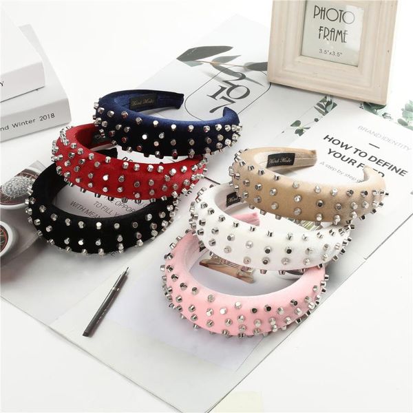 

hair accessories awaytr punk headband wide sponge band silver spike rivets studded party hairband women thick