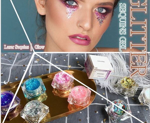 

wholesale make-up aigomc gelier-glitter gel cream, pearl, high gloss, chive glitter net, red eye makeup, monochromatic, shiny eye shad