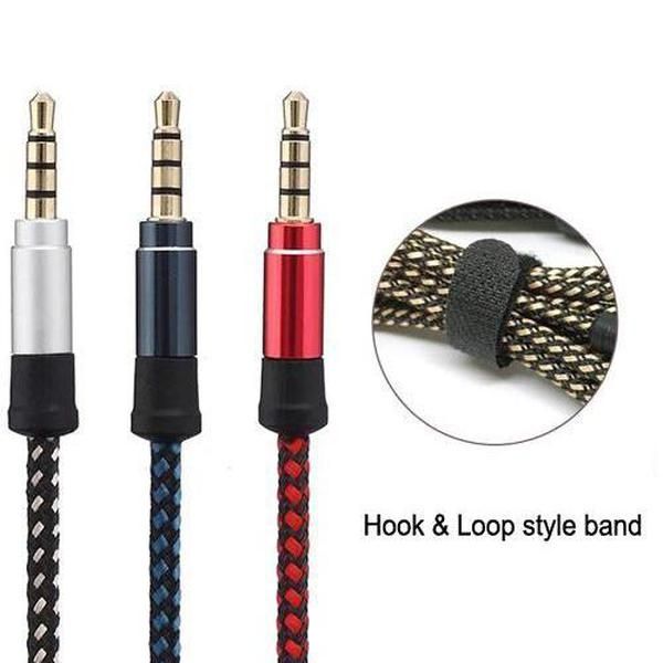 

1.5m braided aux cord stereo audio cable 4poles 3.5mm male to male headphone jack auxiliary line for cellphone samsung