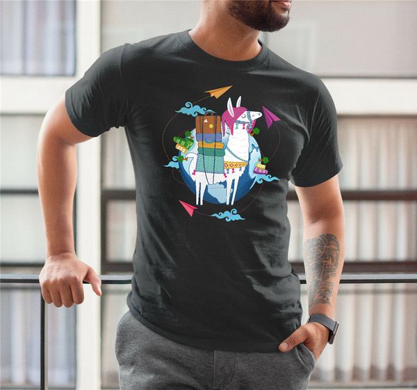 

travel alpaca shirt funny art clothes llama t-shirt world travel cute tee summer o neck tee shirt