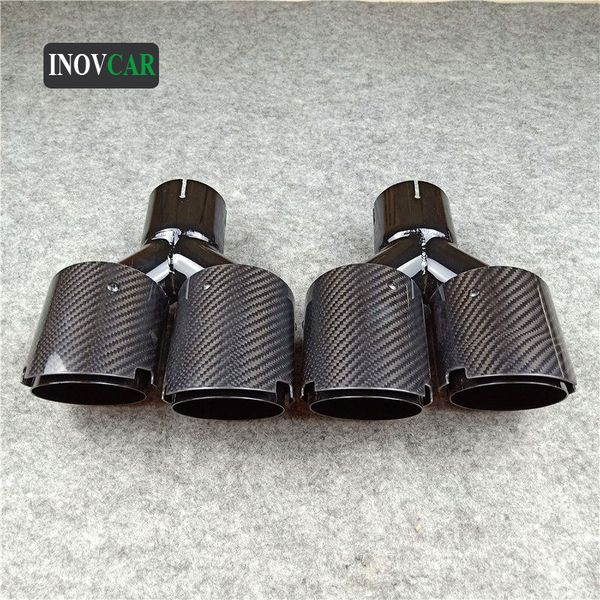 

inlet 63mm outlet 101mm glossy black stainless steel car shiny carbon car exhaust pipe tailtip car-styling exhaust muffler tip