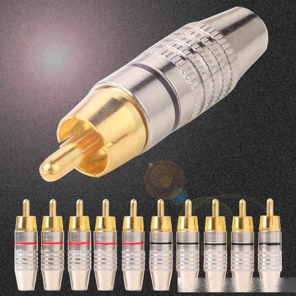 

connectors 10pcs/set rca connector soldering connector audio video plug diy rca speaker adapter plug for diy audio video cable