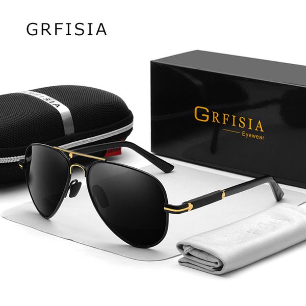 

grfisiia fashion pilot sunglasses men polarized uv polaroid lens sun glasses square eyewear retro male gafas g562, White;black