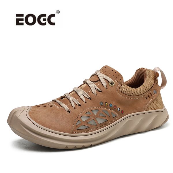 

natural leather breathable men casual shoes lightweight comfort shoes men outdoor walking sneakers zapatos hombre, Black