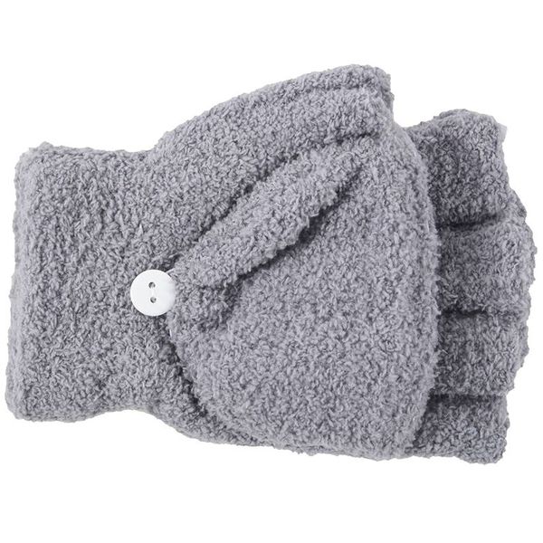 

five fingers gloves girls cute fluffy hand wrist warmer soft winter fingerless women mitten dark gray, Blue;gray