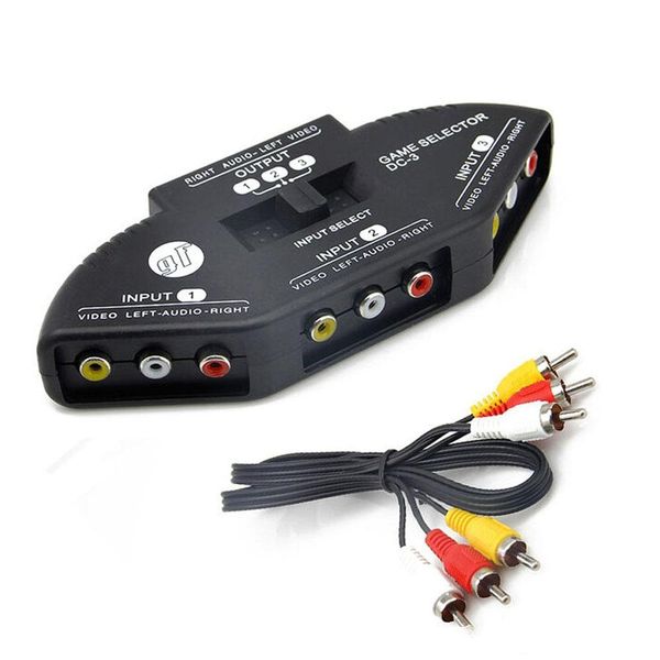 

audio video av rca switch splitter selector 3 to 1 rca composite av cable for stb tv dvd player for xbox ps2