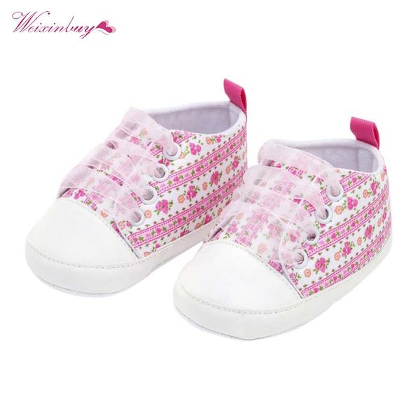 

new canvas baby sneaker floral print lace sport shoes girls newborn shoes baby walker infant toddler soft sole first walkers