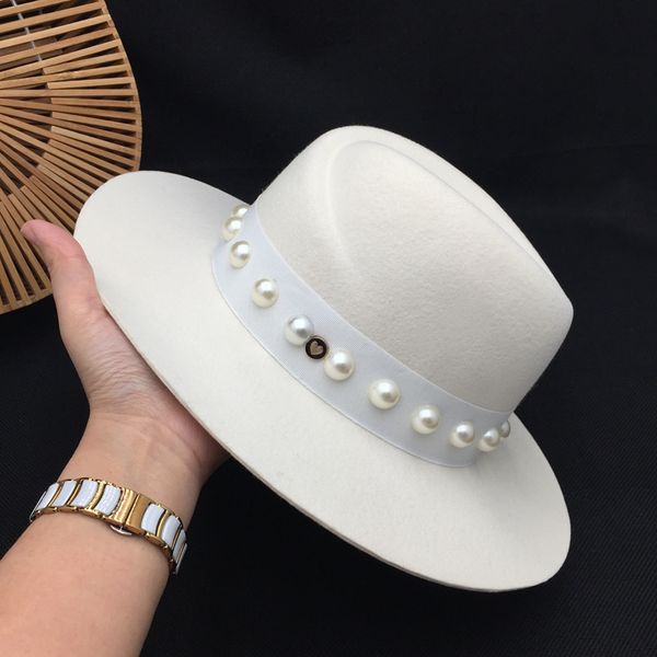 

panama fedora winter retro hepburn french pearl white wool hat sir wide-brim abnormity cap joker fedoras, Blue;gray