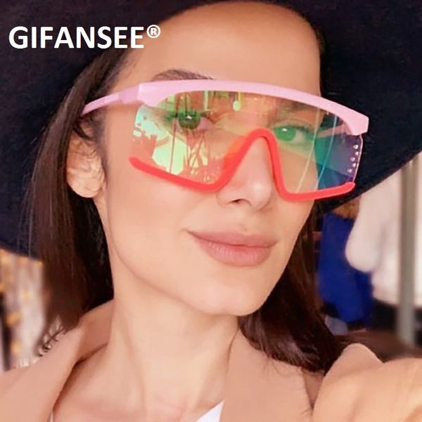 

sunglasses gifansee oversized square women brand designer punk big frame glasses men cool goggles colorful eyewear sand shades, White;black