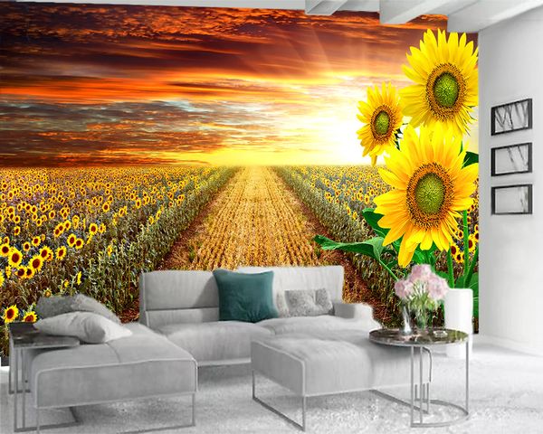 3d современные обои 3d росписи обои снятые романтические желтые цветы цифровая печатание HD декоративные красивые обои