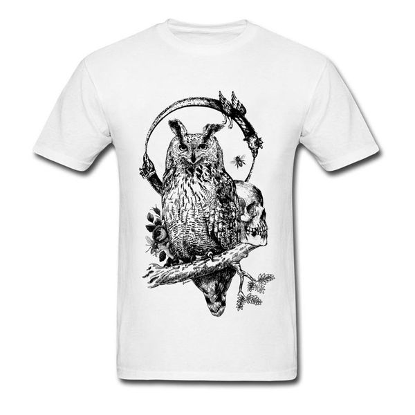 

owl & skull t-shirt men owl print t shirt vintage skulls tees mens white tshirt summer cool clothes cotton unique design