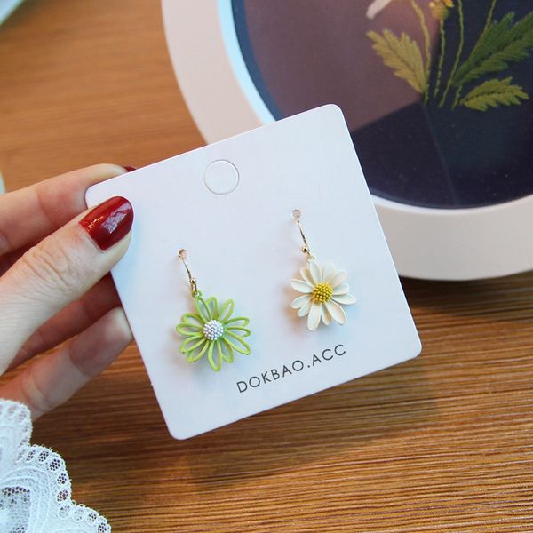 

imayson cute small daisy earrings asymmetric earrings for women fashion exaggerated tassel ear ring funny jewelry gifts, Silver