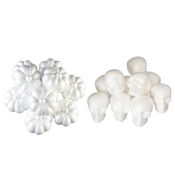 

20x polystyrene spread pumpkins + skull for christmas decorations, halloween