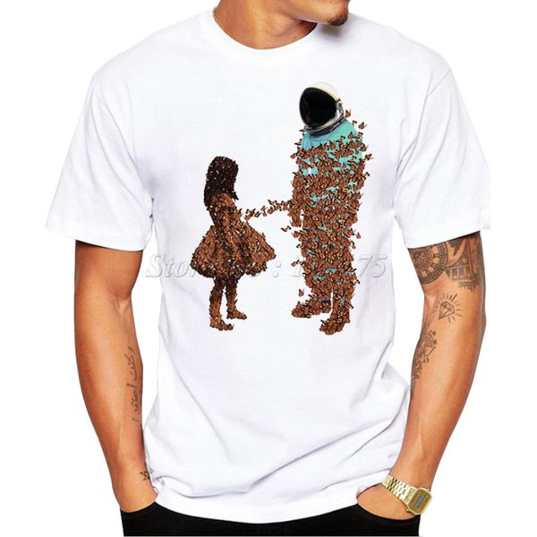 

new arrivals 2018 men's creative butterfly transfusion printed t shirt cool summer casual tee
