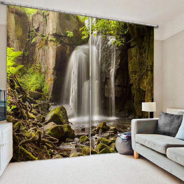 

nature scenery waterfall curtains window balcony thickened windshield blackout curtains drapes cortinas