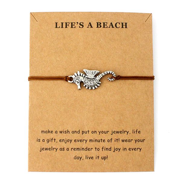 

charm bracelets seahorse starfish charms multicolor rope adjustable string handmade jewelry women men boys girls children gift, Golden;silver