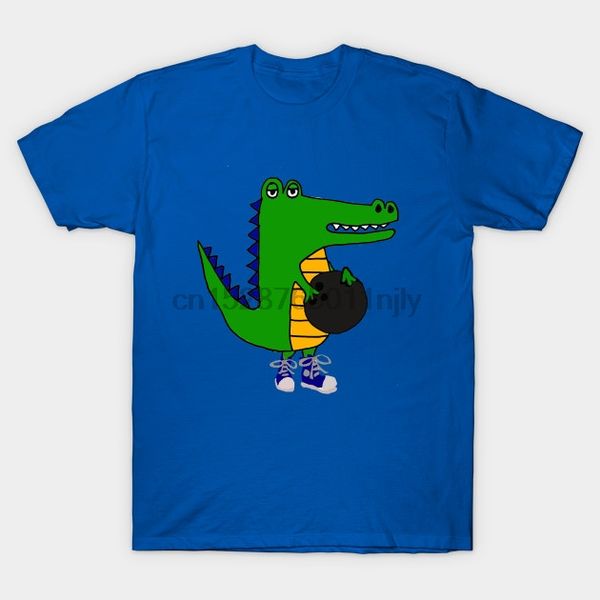 

men tshirt cool funky alligator bowling cartoon bowling t shirt printed t-shirt tees top