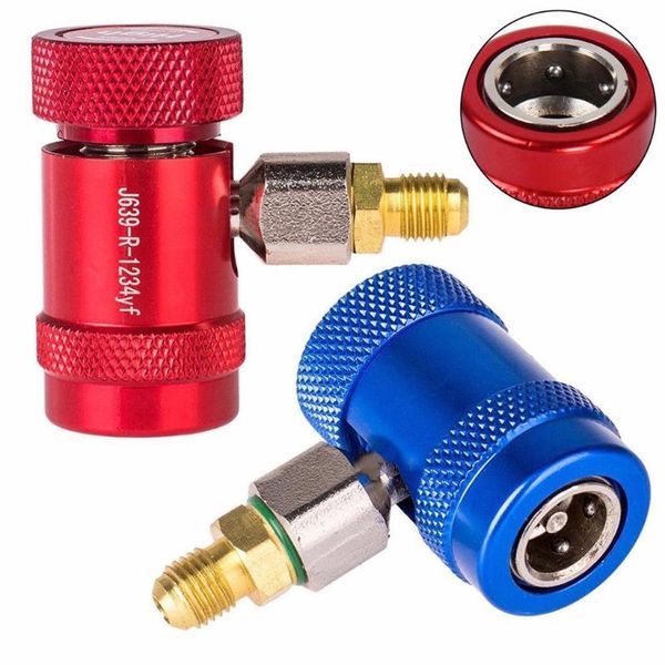 

2pcs red blue refrigerant connector car auto ac high / low side air conditioner replacement adapter r1234yf for land #g2