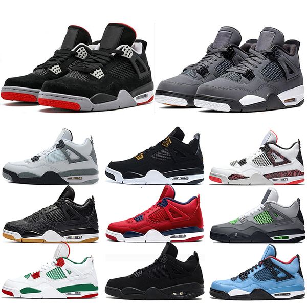 

4 new bred 4s mens basketball shoes what the cool grey white cement royalty men sports sneakers size 40-47 online sale