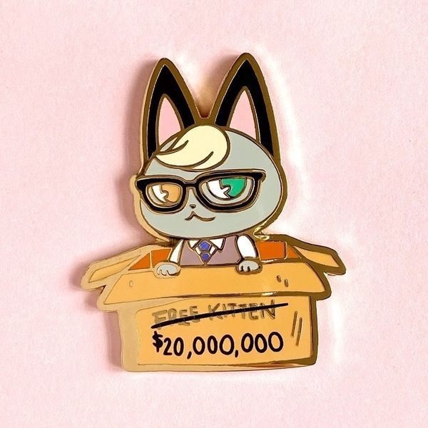 

Animal Crossings Villager Raymond Hard Enamel Pin New Horizons Cute Cartoon Carton Glasses Black Cat Medal Brooch Fans Gift