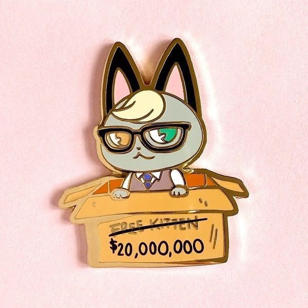 

Animal Crossings Villager Raymond Hard Enamel Pin New Horizons Cute Cartoon Carton Glasses Black Cat Medal Brooch Fans Gift