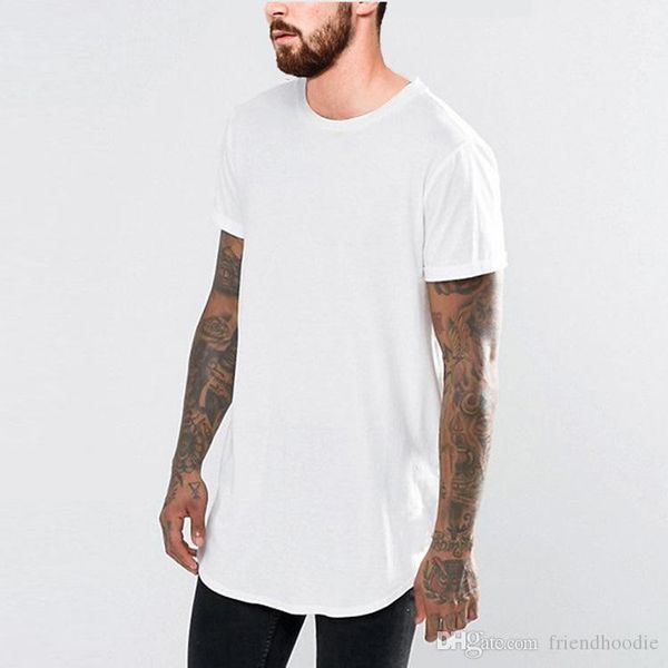 

black white long tees short sleeved curved longline tees 19ss summer new t shirt men, White;black