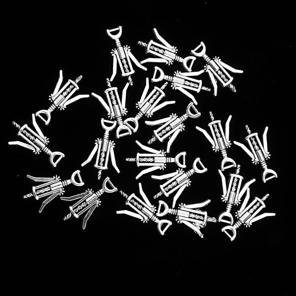 

20 pieces novelty corkscrew wine bottle opener pendant beads jewelry diy, Silver