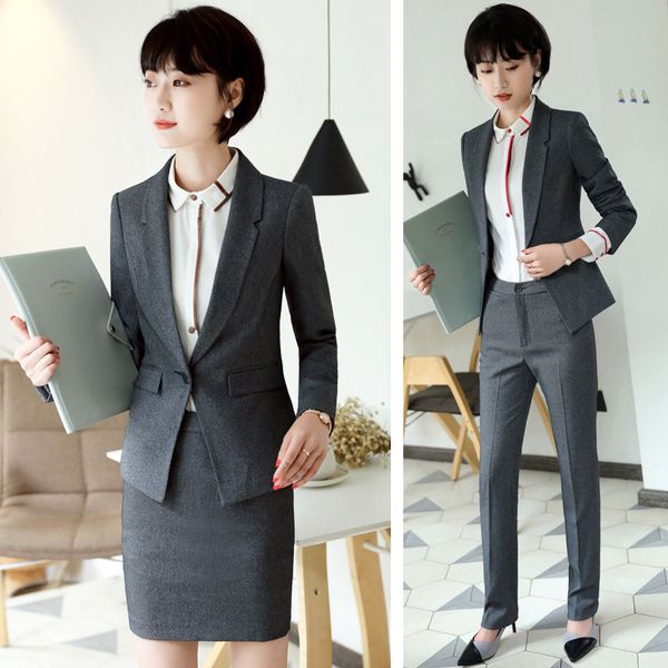 

women's two piece pants spring long sleeve professional set 2 sets suit white collar executive work uniform
