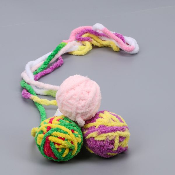 

new funny long tail fuzzy cats wool ball toy colorful rope ball pet cat toys teaser