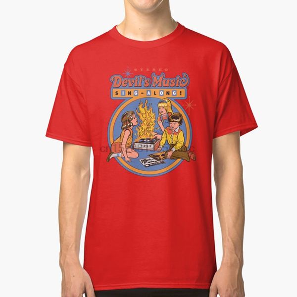 

devils music sing-along t shirt vintage retro parody devil satan cult record player music humour kids book