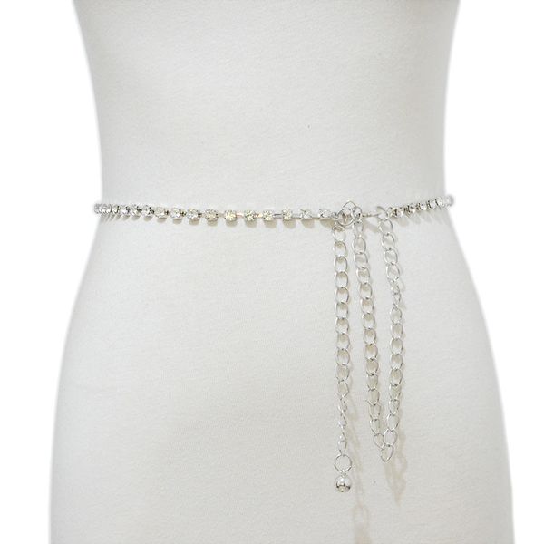 

luxury desinger 2020 new ladies rhinestone inlaid thin belt bride wedding dress fashion body pants chain female belt bg-1476, Black;brown