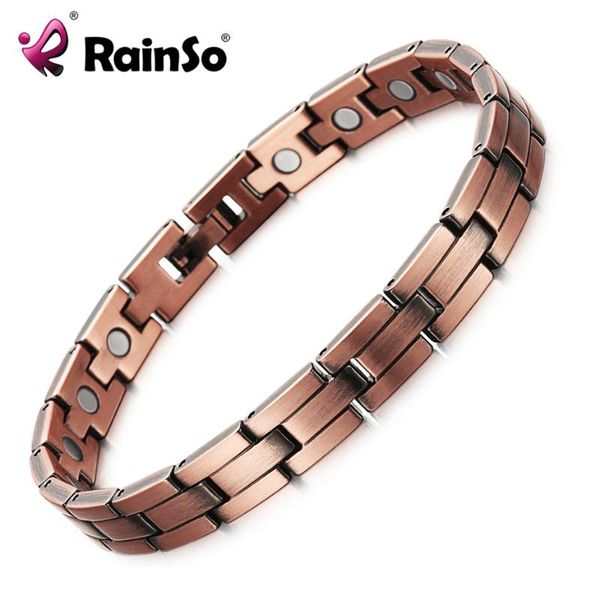 

link, chain rainso copper magnetic men women bracelets bronze color pure arthritis healing jewelry brand homme, Black