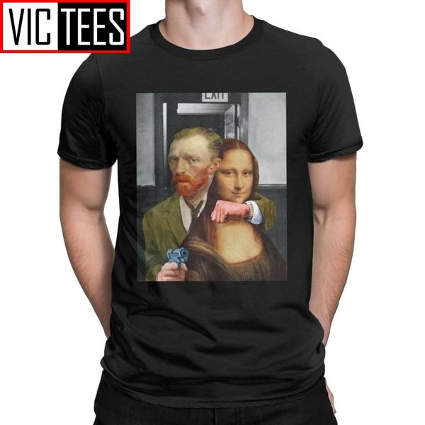 

men's t-shirt cultural hostage drama van gogh pure cotton tee short sleeve portrait vincent culture sunflowers art t shirt