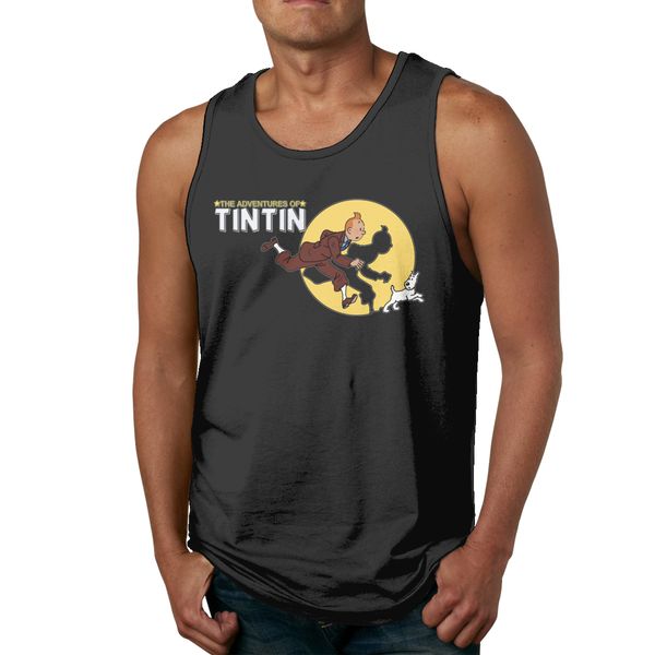 

cartoon the adventures of tintin 100% cotton sleeveless tank 2020 new crewneck summer