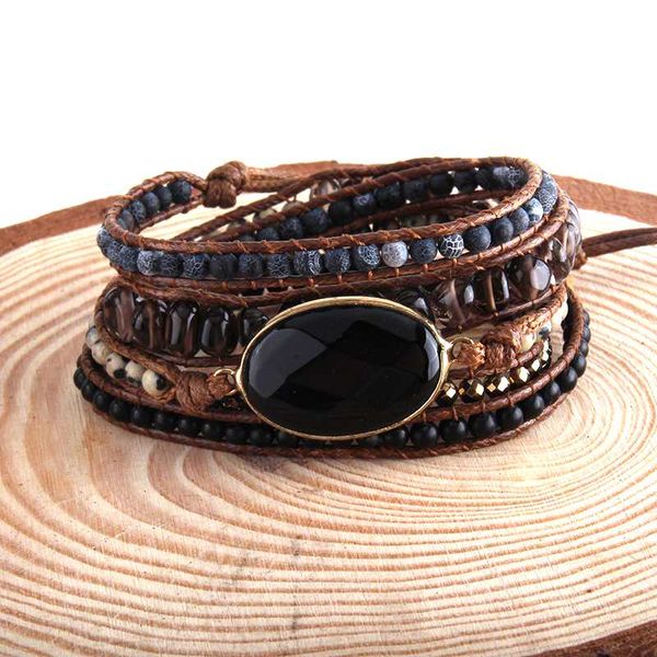 

rh fashion bohemia jewelry boho bracelet & beaded armbander black natural stones charm 5 strands wrap bracelets dropship, Golden;silver