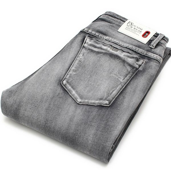 Männer Jeans Männer 2021 Sommer Strech Business Casual Gerade Slim Fit Hellgrau Denim Hosen Hosen Klassische Cowboys