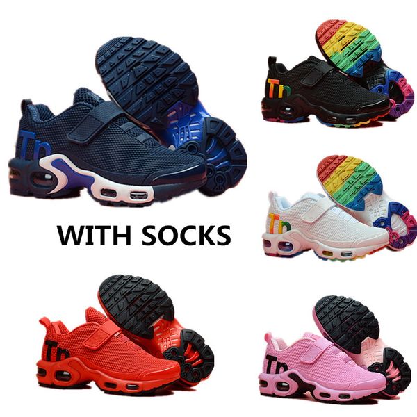 

mesh mercurial plus tn ultra se gs running shoes kids luxury designers hyper crimson athletic baby boy sports sneakers 28-35, Black