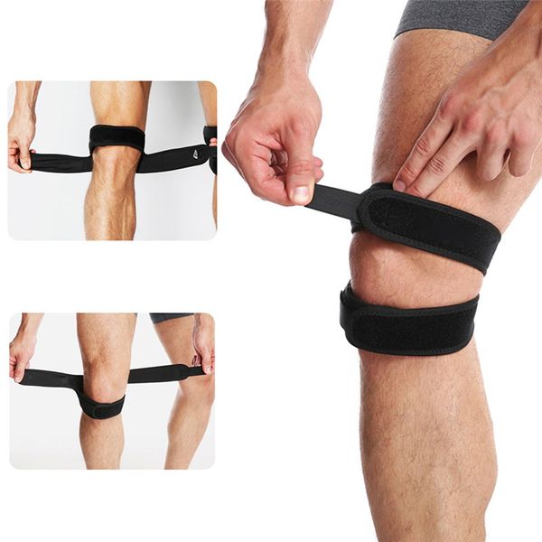

1pc new universal adjustable sports gym patella tendon kneepad support wraps strap protector sport tool sport knee pad belt, Black;gray