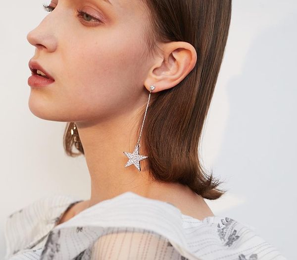 

personality key pentagram earrings female temperament long earrings simple atmosphere earrings16, Golden;silver