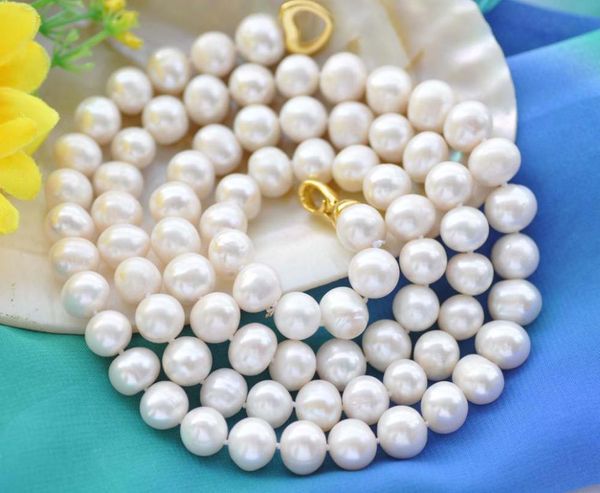 

z10009 32" 11mm white round freshwater pearl necklace, Silver