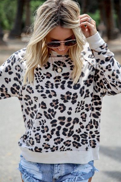 

leopard sweatshirts women long sleeve autumn hoodies 2020 fashion print sweatshirts women o-neck pullovers female sweatshirt, Black