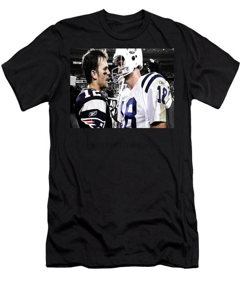 

tom brady and peyton manning face off 3 mens t-shirt