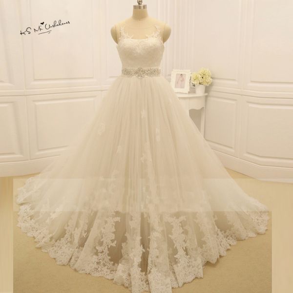 

Ivory Gothic Princess Wedding Dresses Tank Lace Wedding Gowns Robe de Mariage Belt Vintage Boho Bridal Dresses Casamento