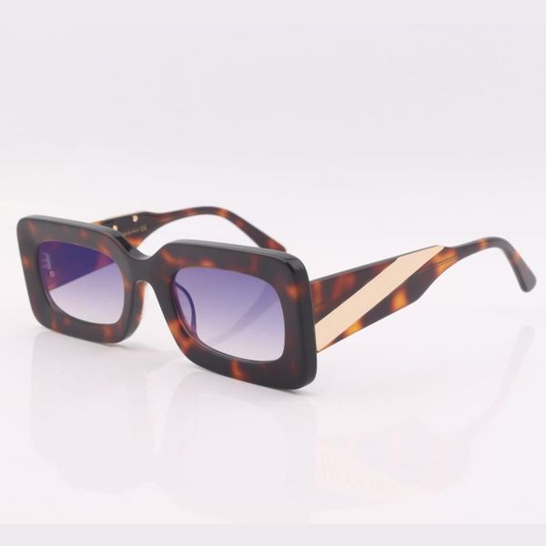 

leopard rectangle frame gradient sunglasses women fashion chunky style women eye wear wide side, White;black